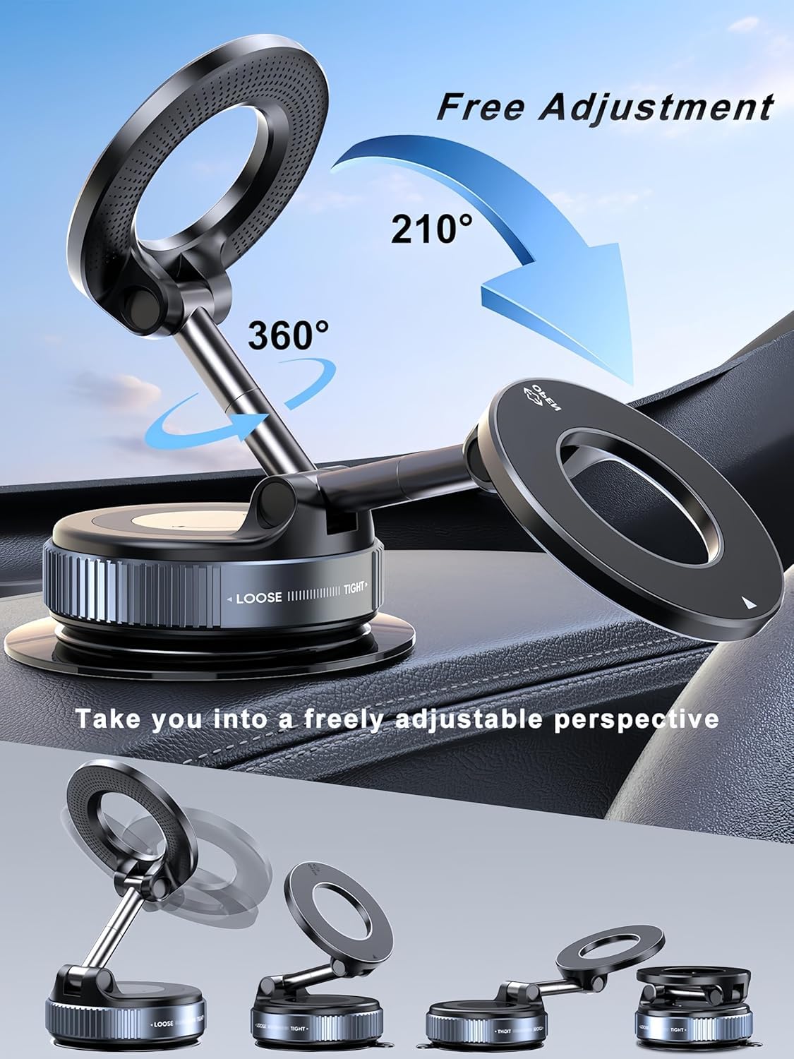 RickShopper GripX Pro V2 – 360° Rotating Car Mount