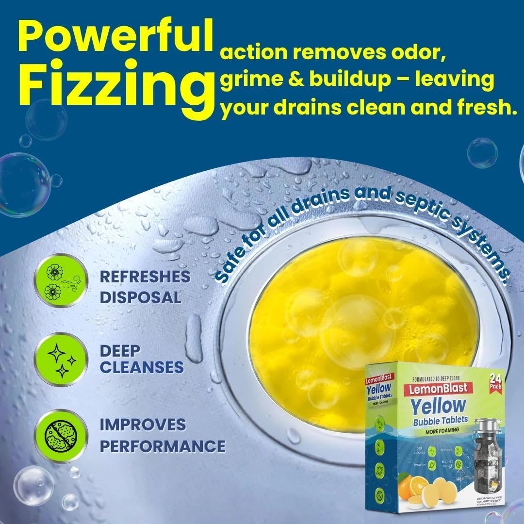 LemonBlast Drain Cleaning Bubble Tablets (24 Pcs)