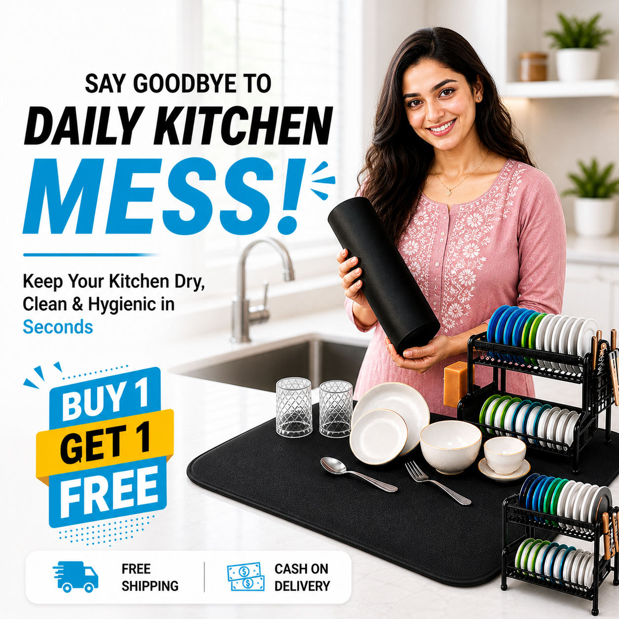 Quick-Dry Kitchen Mat™ (Pack of 2)